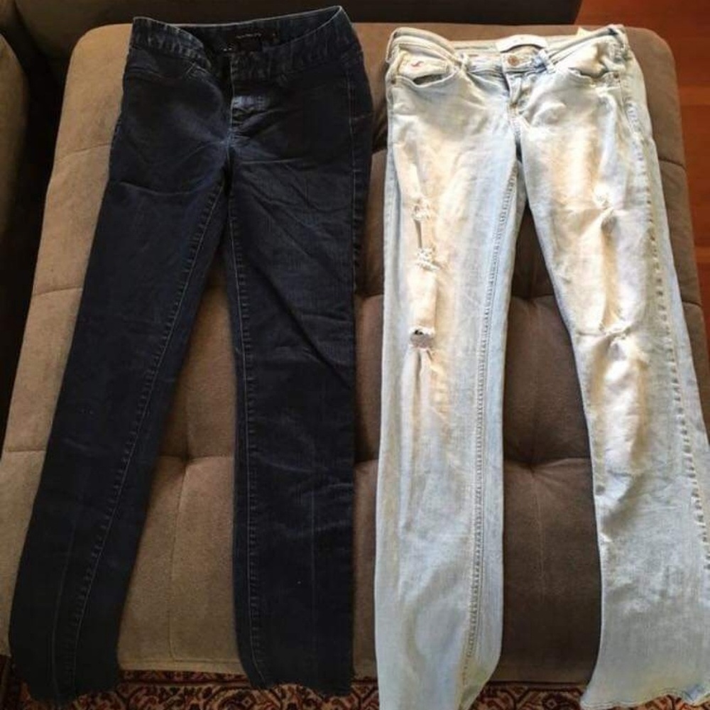 Dark Calvin Klein and light Hollister jeans